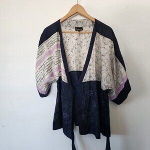 Lynn Richie Silk Cardigan Capelet Short Sleeve Medium Tie Around Waist